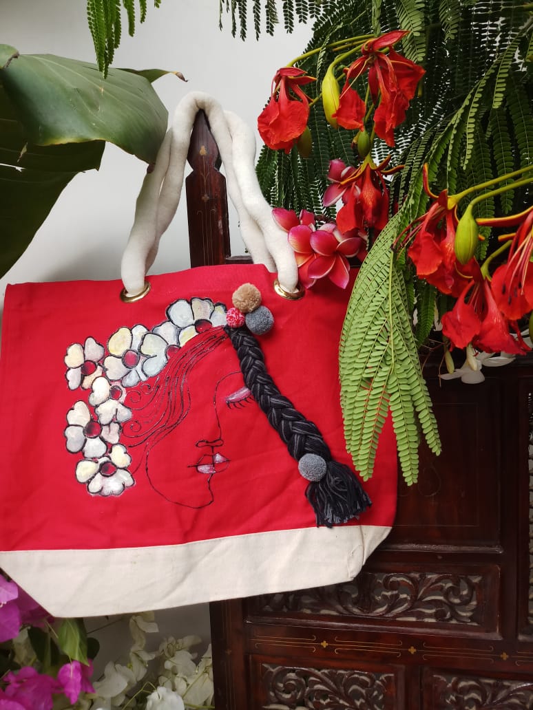Floral Hair Portrait Tote
